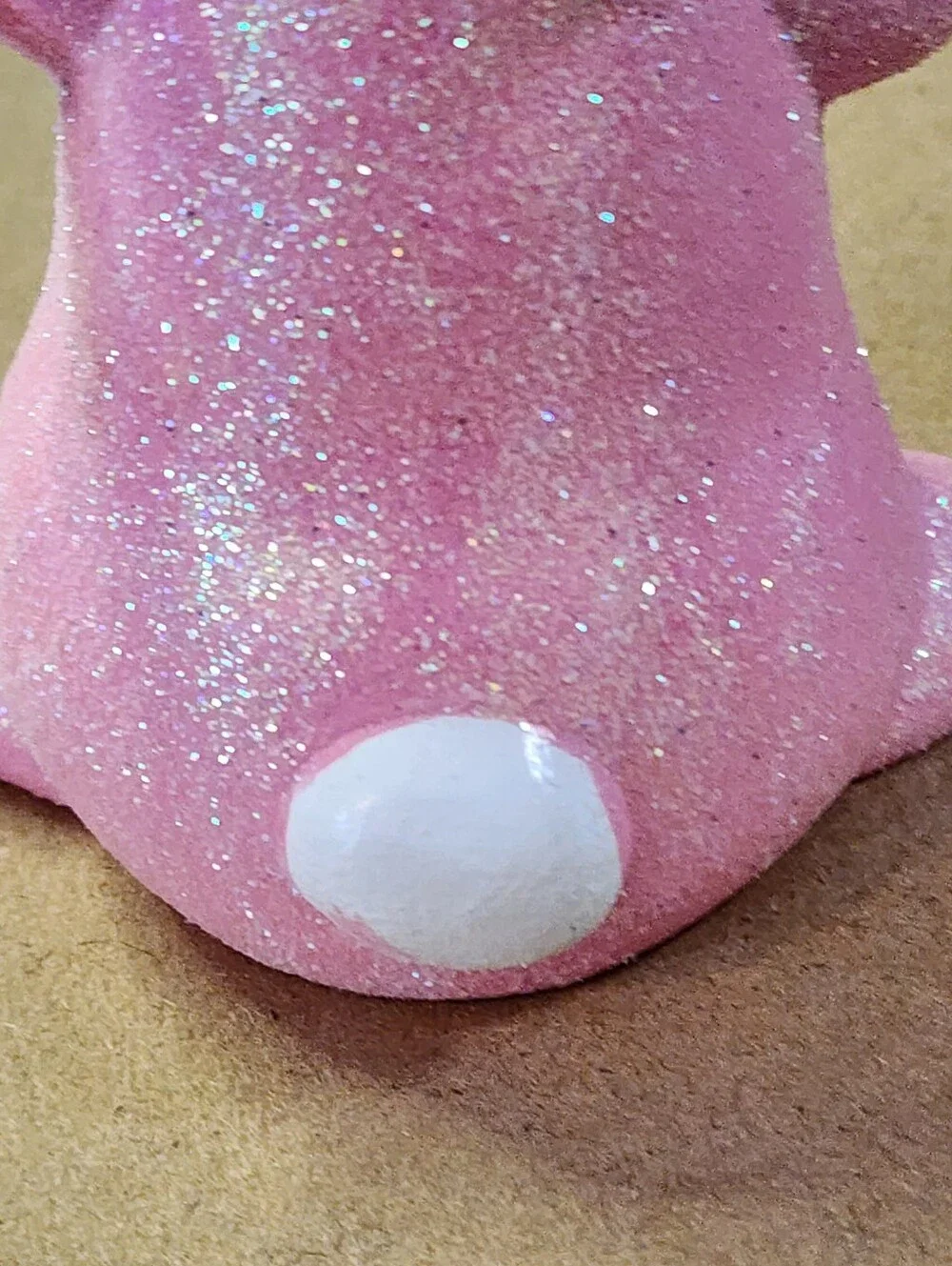 VINTAGE Anthropomorphic Ceramic Bunny Rabbit Pink Glitter Hand Painted Signed